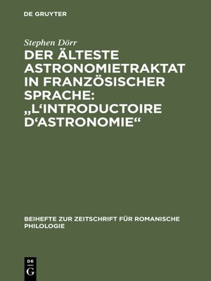 cover image of Der älteste Astronomietraktat in französischer Sprache